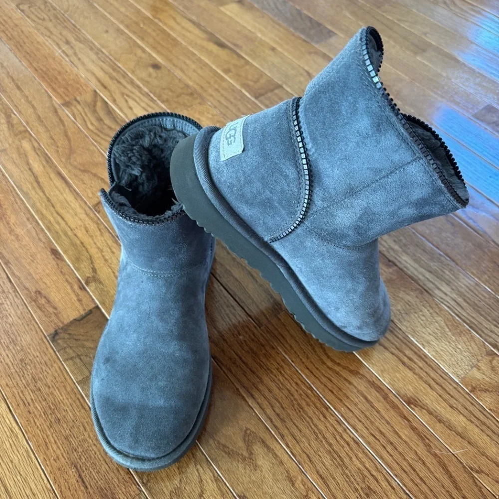 UGG Women's Mini Florence Boot, Charcoal Gray, Size 7